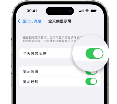 雅星镇苹果15预约维修分享iPhone15如何设置全天候显示屏幕可见 